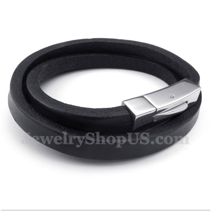 Men's Titanium Leather Bracelet