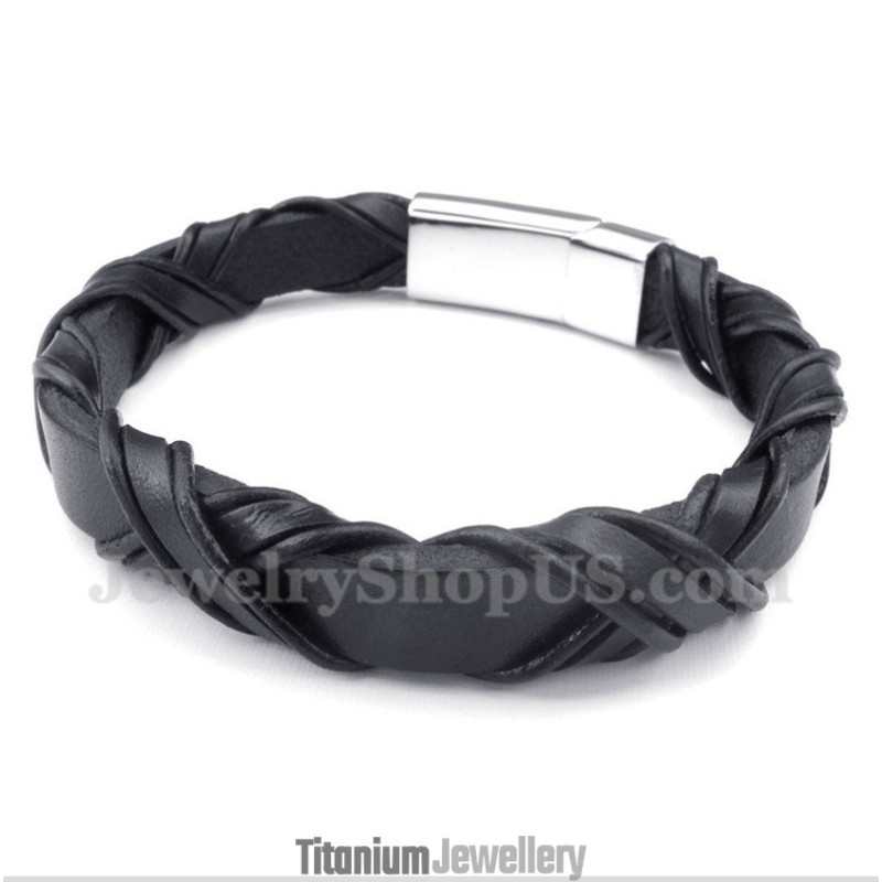 Men's Titanium Leather Bracelet Men's Titanium Leather Bracelet