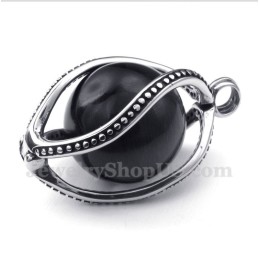 Men's Titanium Black Opal Pendant With Free Chain