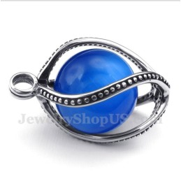 Men's Titanium Blue Opal Pendant With Free Chain