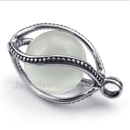 Men's Titanium White Opal Pendant With Free Chain