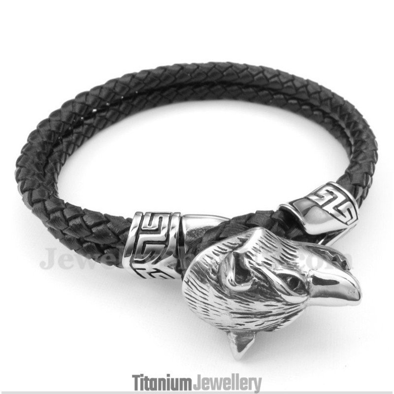 Men's Titanium Leather Bracelet