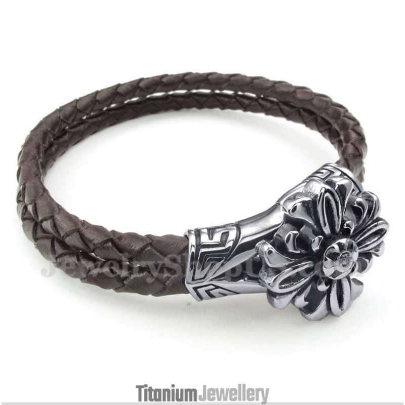 Men's Titanium Leather Bracelet Men's Titanium Leather Bracelet