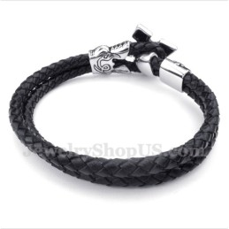 Men's Titanium Leather Bracelet
