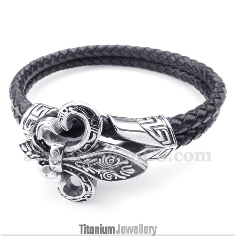 Men's Titanium Leather Bracelet Men's Titanium Leather Bracelet