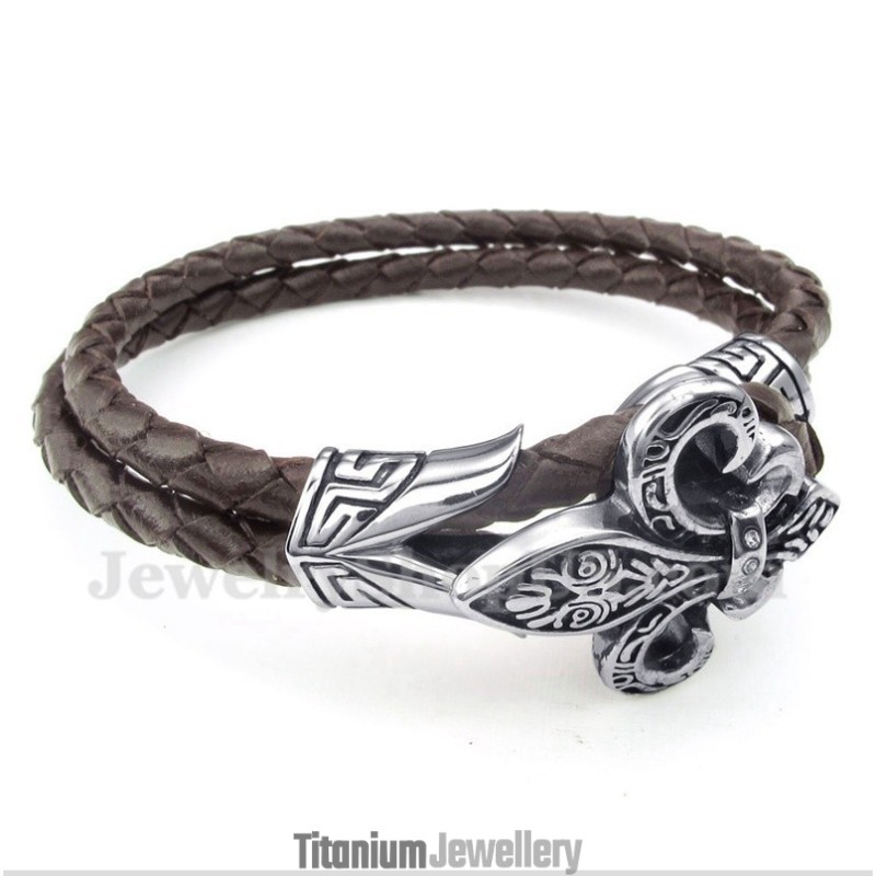 Men's Titanium Leather Bracelet