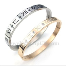 Titanium Diamond Roman Numerals Couple'S Bracelet (One Pair)