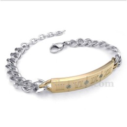Men's Titanium Roman Numerals Diamond Bracelet