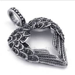 Men's Titanium Diamond Feather Pendant With Free Chain