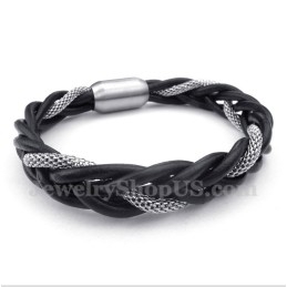 Men's Titanium Leather Bracelet