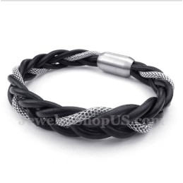 Men's Titanium Leather Bracelet