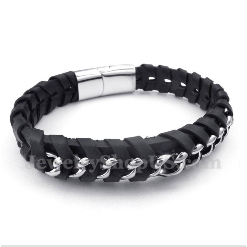 Men's Titanium Leather Bracelet Men's Titanium Leather Bracelet