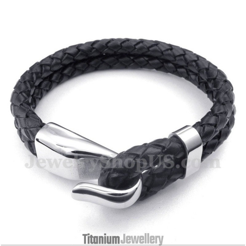 Men's Leather Titanium Bracelet