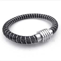 Men's Cable Leather Bracelet