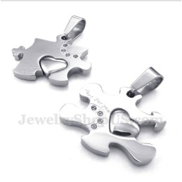 Titanium Puzzle Couple'S Pendant With Free Chain (One Pair)