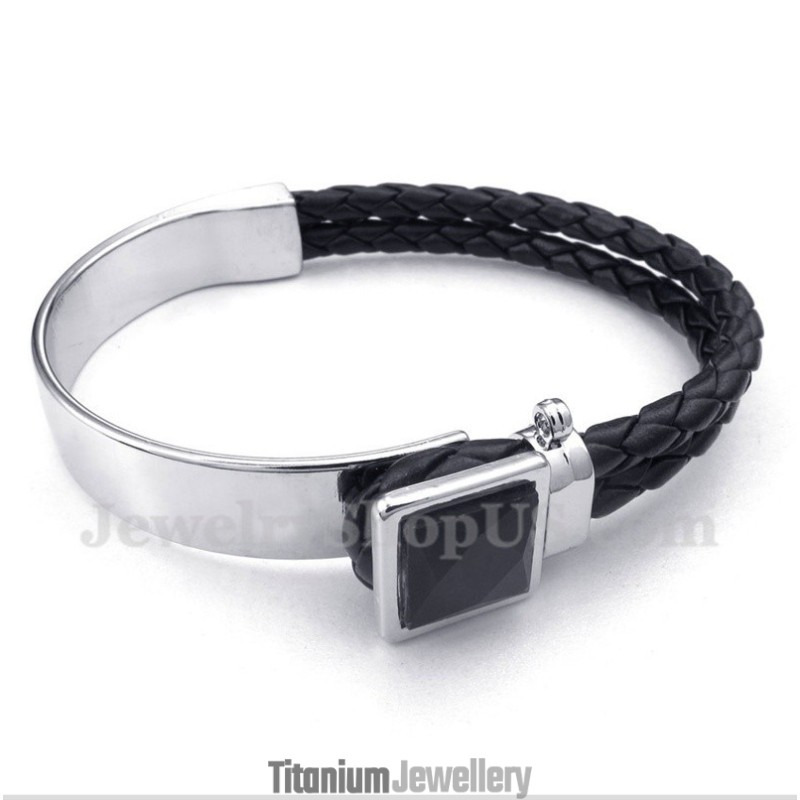 Men's Leather Titanium Bracelet Men's Leather Titanium Bracelet