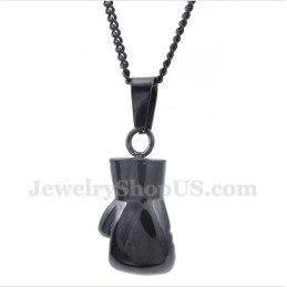 Men's Titanium Black Boxing Glove Pendant With Free Chain