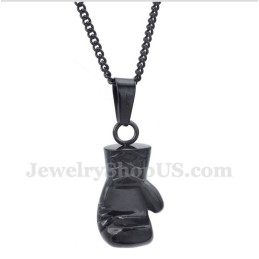 Men's Titanium Black Boxing Glove Pendant With Free Chain