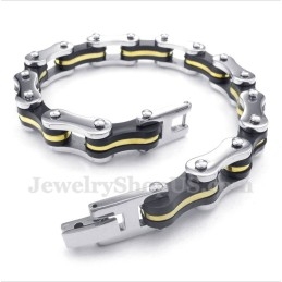 Men's Titanium Bicycle Chain Rubber Bracelet
