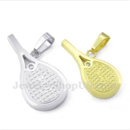 Titanium Feather Tennis Rackets Couple'S Pendant With Free Chain (One Pair)