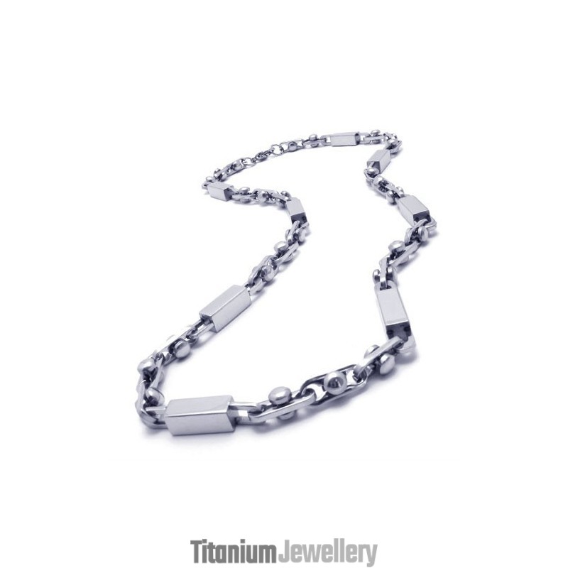 21.9 Inch Titanium Silver Cuboid Necklace 21.9 Inch Titanium Silver Cuboid Necklace