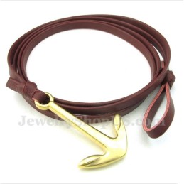 Men's Leather Anchor Titanium Bracelet
