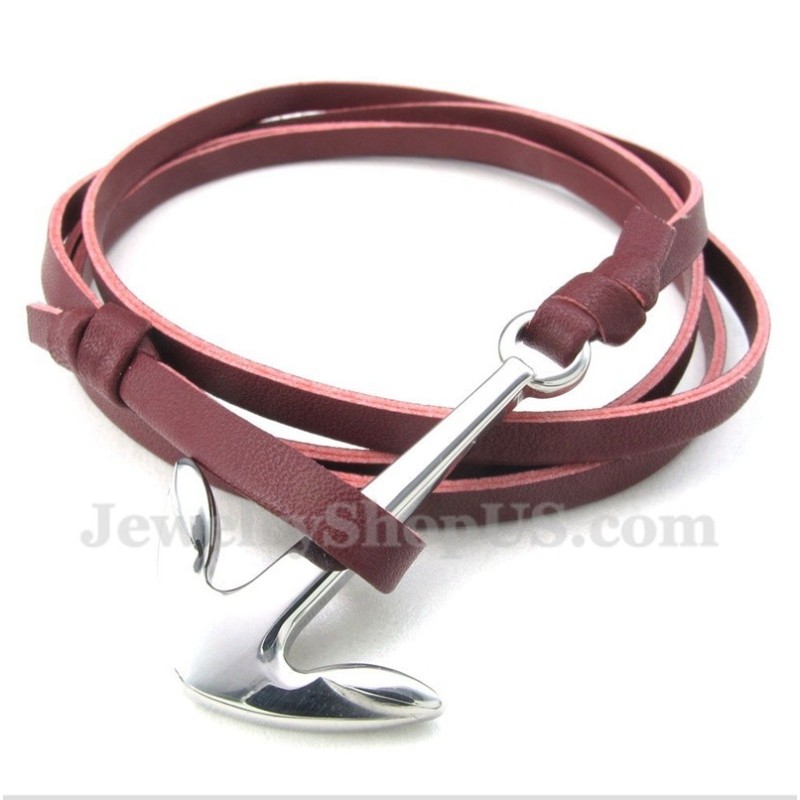 Men's Leather Anchor Titanium Bracelet Men's Leather Anchor Titanium Bracelet