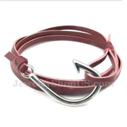 Men's Leather Hooks Titanium Bracelet