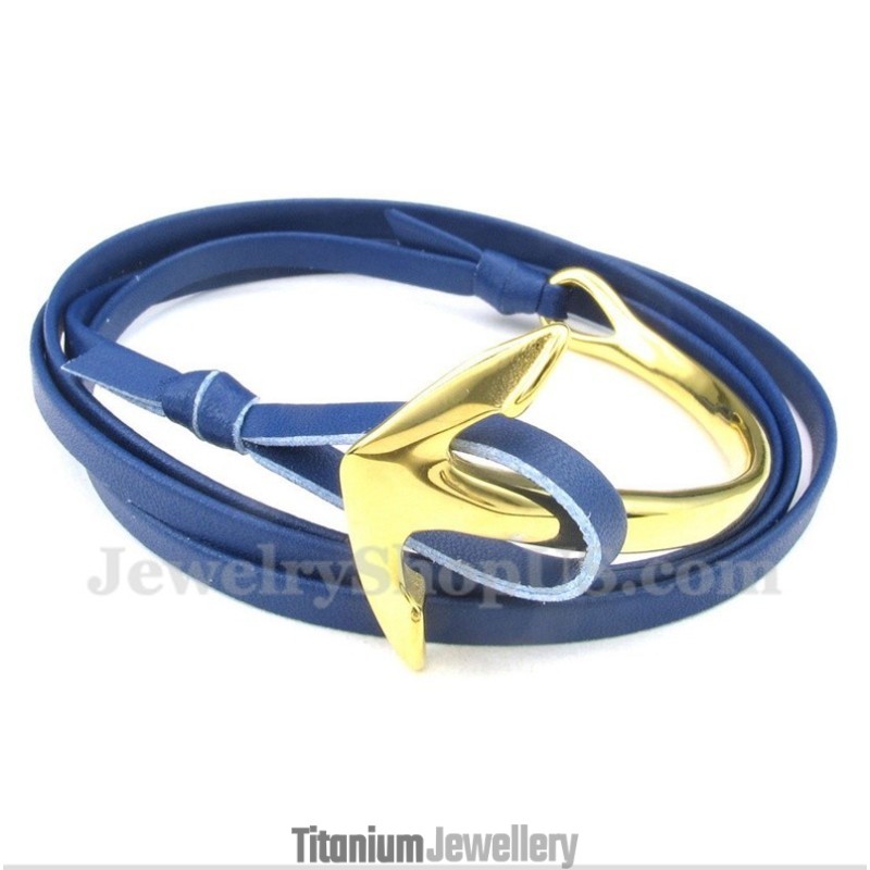 Men's Titanium Leather Anchor Bracelet Men's Titanium Leather Anchor Bracelet