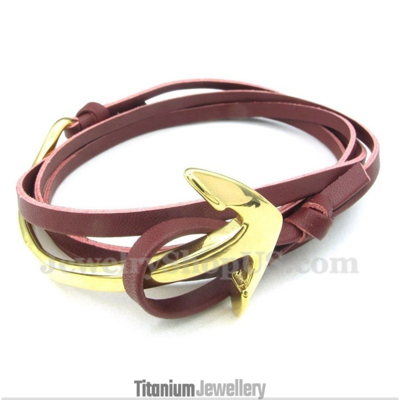 Men's Titanium Leather Anchor Bracelet Men's Titanium Leather Anchor Bracelet