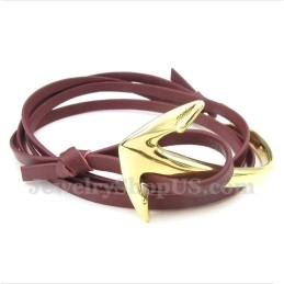 Men's Titanium Leather Anchor Bracelet