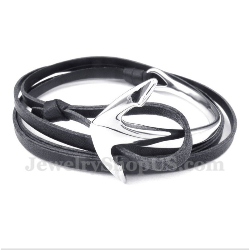 Men's Titanium Leather Anchor Bracelet Men's Titanium Leather Anchor Bracelet