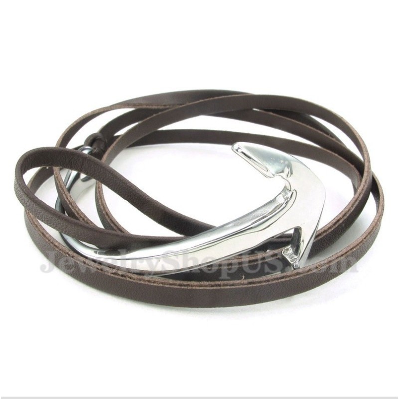 Men's Titanium Leather Anchor Bracelet Men's Titanium Leather Anchor Bracelet
