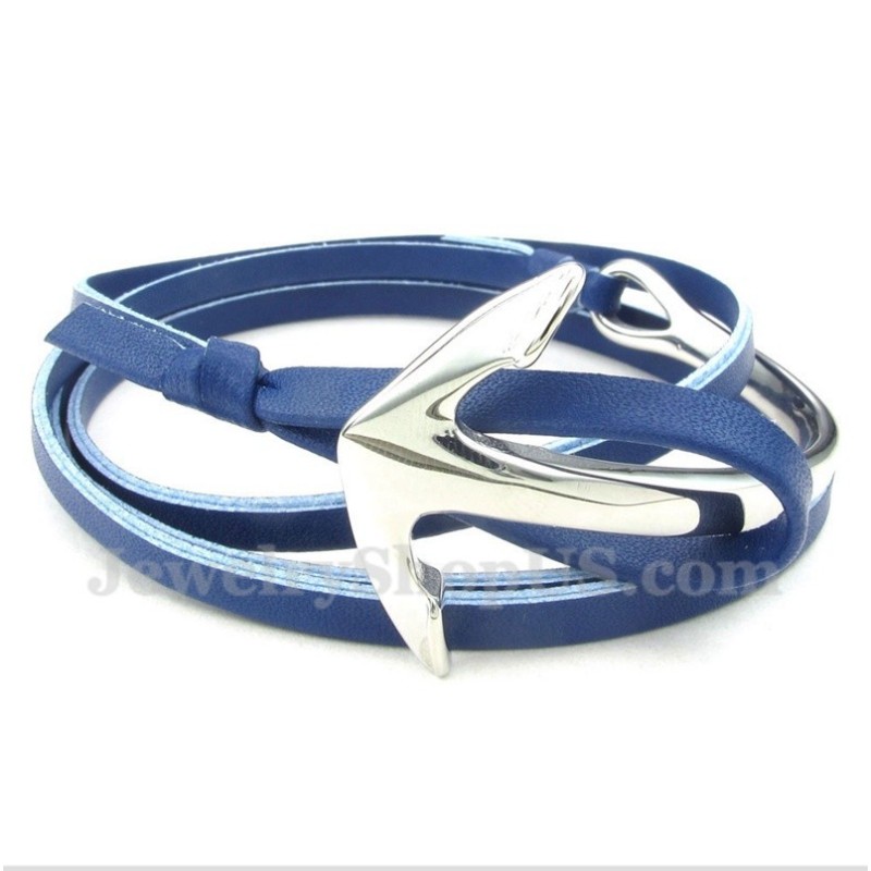 Men's Titanium Leather Anchor Bracelet
