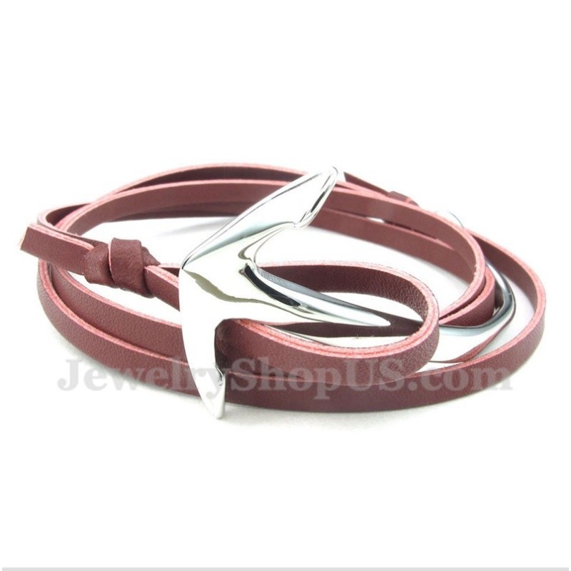 Men's Titanium Leather Anchor Bracelet Men's Titanium Leather Anchor Bracelet