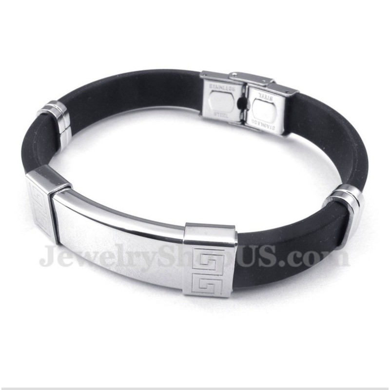 Men's Titanium Rubber Greek Meander Pattern Bracelet Men's Titanium Rubber Greek Meander Pattern Bracelet