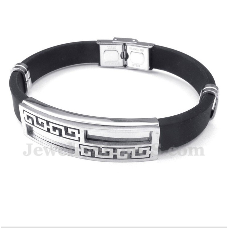Men's Titanium Rubber Greek Meander Pattern Bracelet Men's Titanium Rubber Greek Meander Pattern Bracelet
