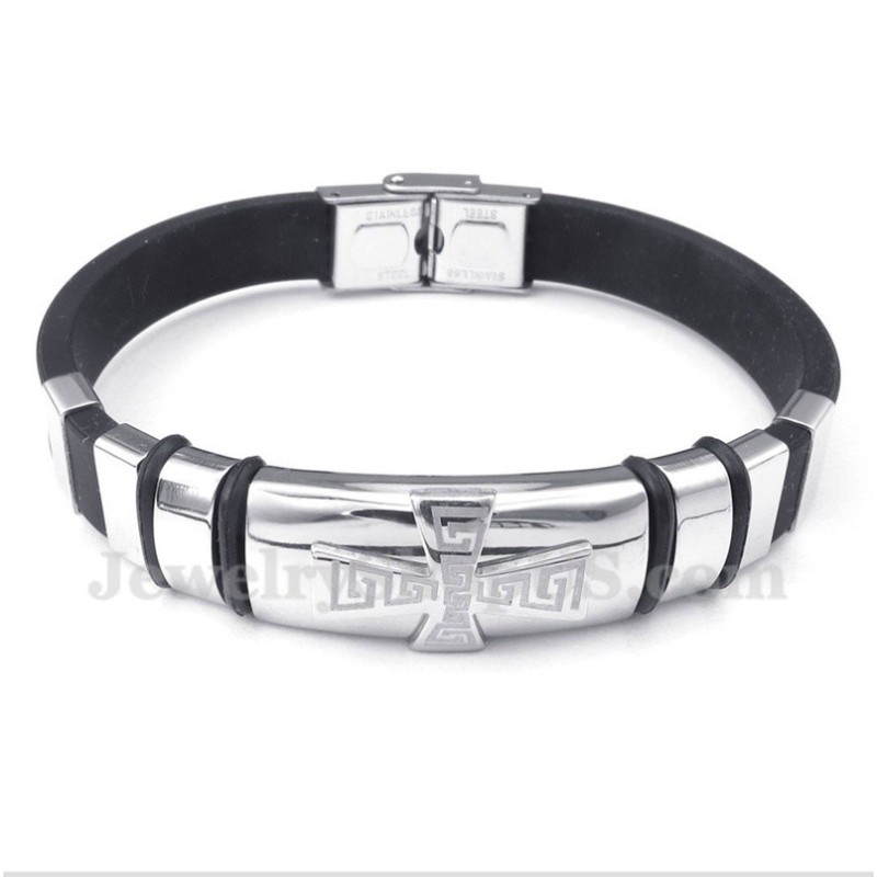 Men's Titanium Rubber Greek Meander Pattern Bracelet Men's Titanium Rubber Greek Meander Pattern Bracelet