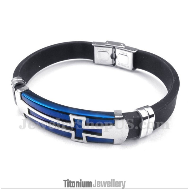 Men's Titanium Rubber Cross Bracelet Men's Titanium Rubber Cross Bracelet