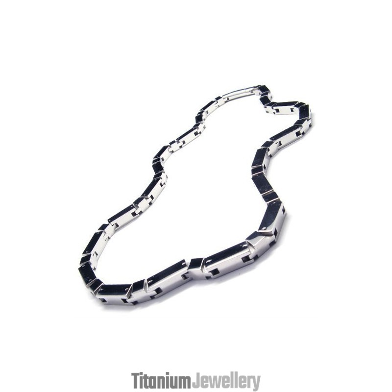 20.5 Inch Titanium Silver Cuboid Necklace