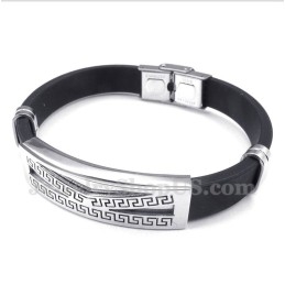 Men's Titanium Rubber Greek Meander Pattern Bracelet