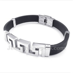 Men's Titanium Rubber Greek Meander Pattern Bracelet
