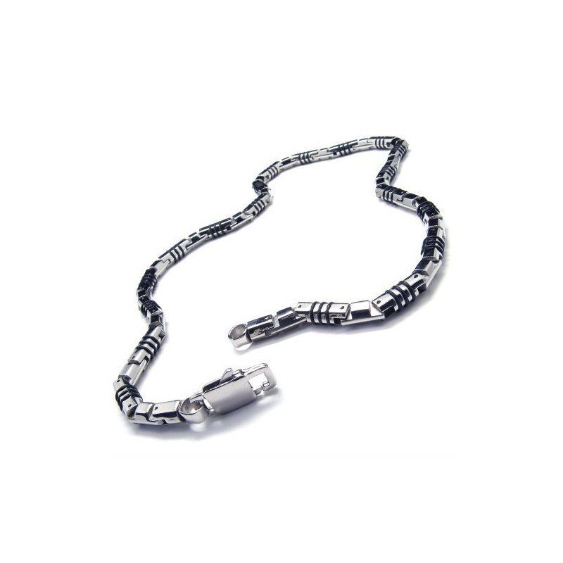 19.9 Inch Titanium Silver Cuboid Necklace