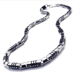 19.9 Inch Titanium Silver Cuboid Necklace