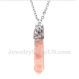 Men's Coloured Glaze Hexagon Prism Pendant With Free Chain