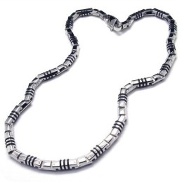 19.9 Inch Titanium Silver Cuboid Necklace