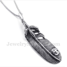 Men's Titanium Feather Pendant With Free Chain