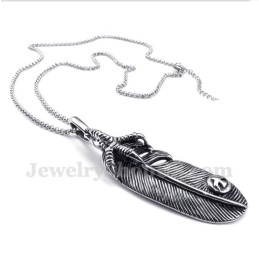 Men's Titanium Feather Pendant With Free Chain