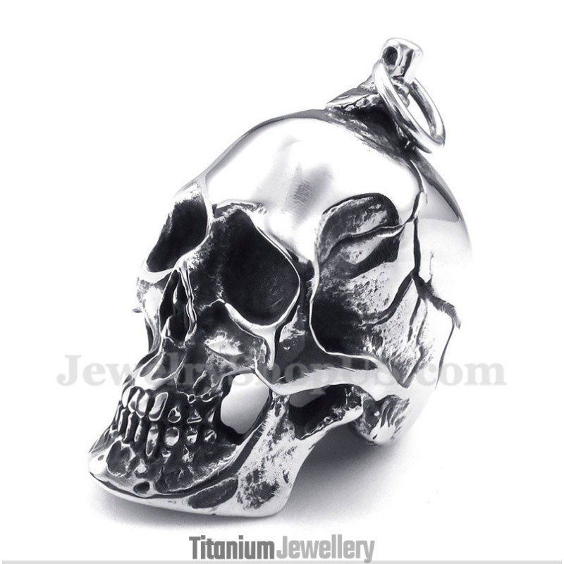 Men's Titanium Skull Pendant With Free Chain