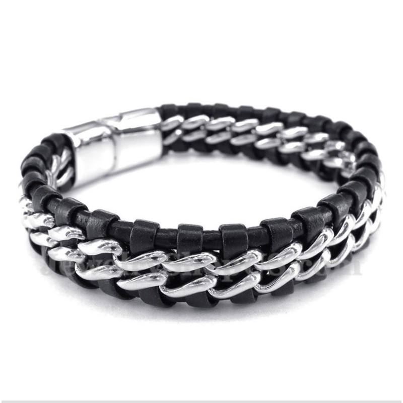 Men's Titanium Leather Bracelet Men's Titanium Leather Bracelet
